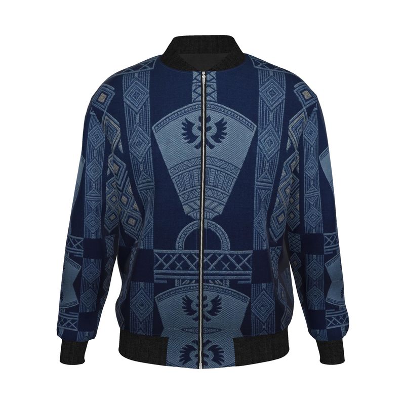 Heritage Urban Indigo Pattern Mens Bomber Jacket