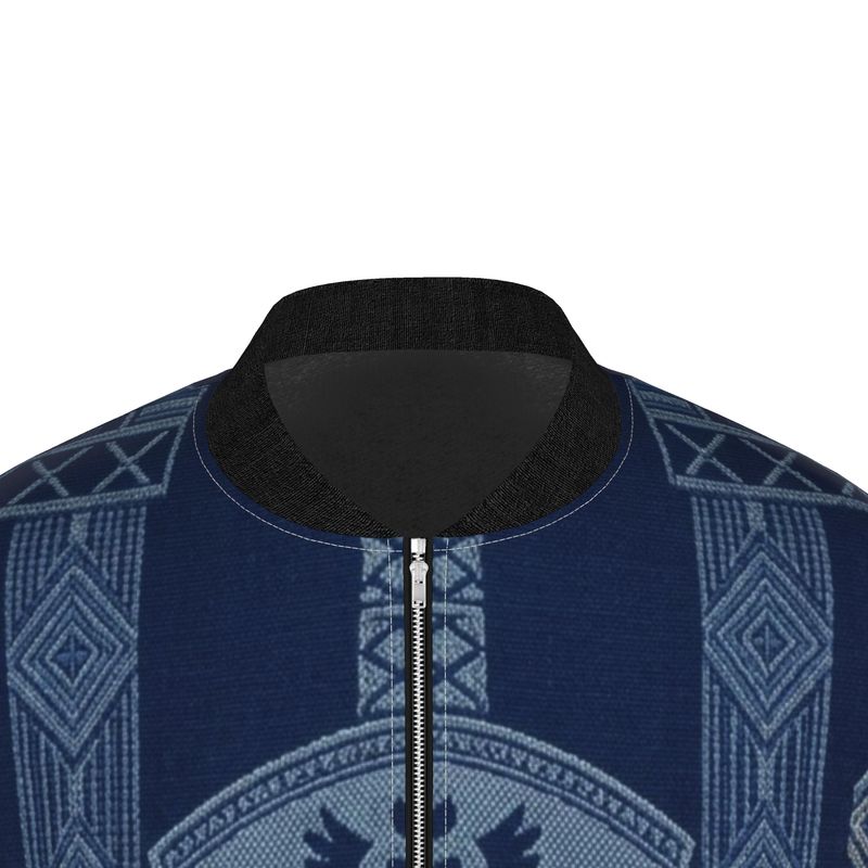 Heritage Urban Indigo Pattern Mens Bomber Jacket