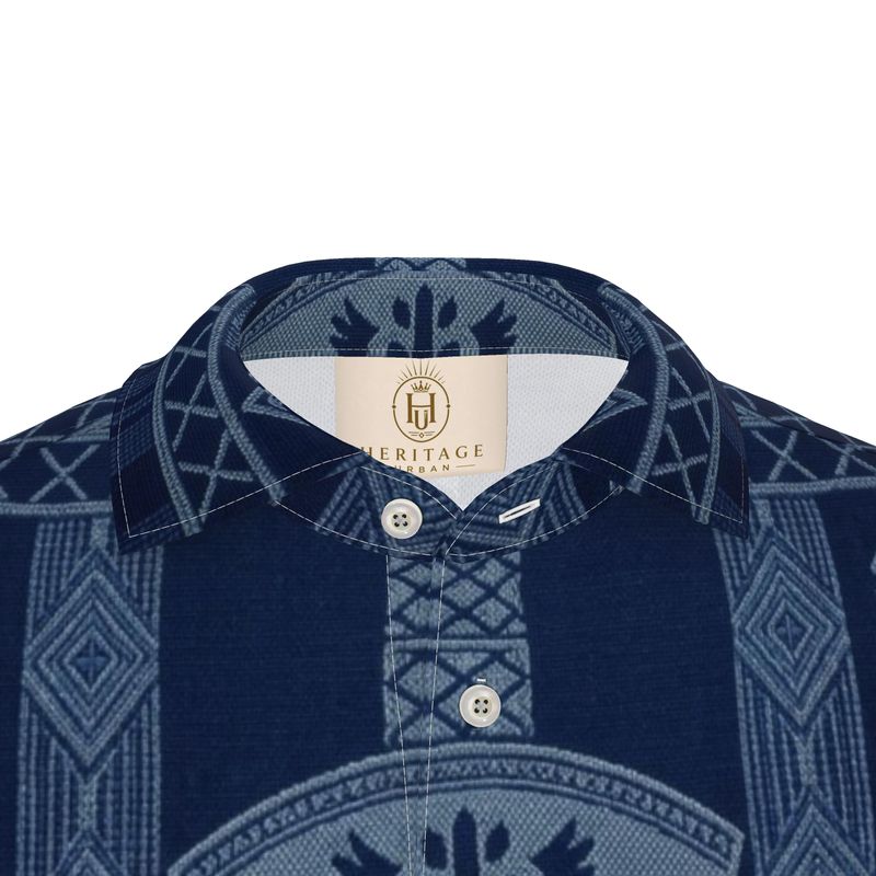 Heritage Urban Indigo Pattern Men's Polo Shirt